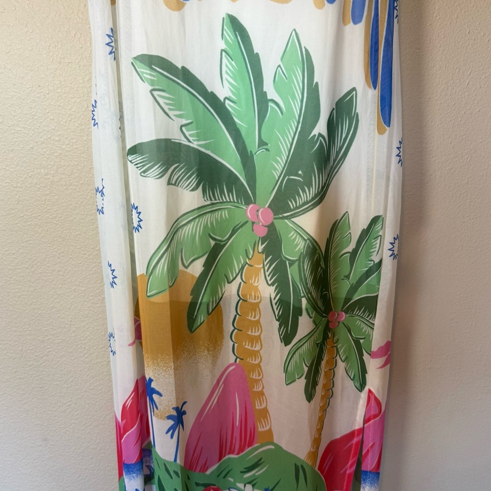 Farm Rio Rio De Janeiro Graphic Mesh Midi Dress Multicolor NWT Size XS - Picture 5 of 11